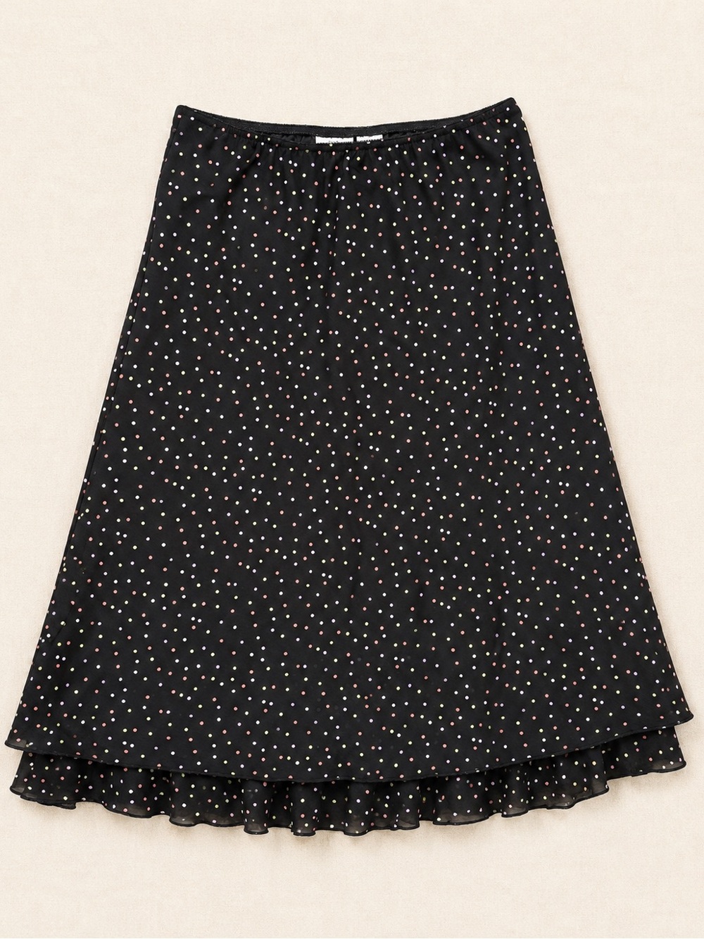 Black Polka Dot Midi Skirt - vintage